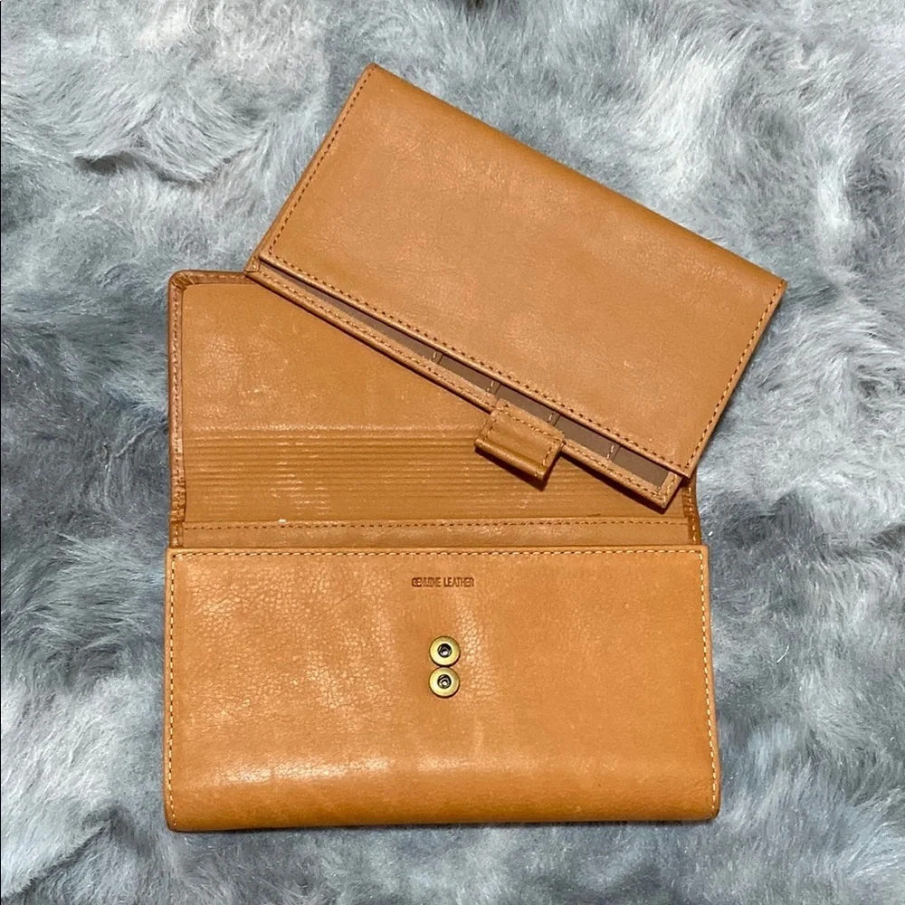 Kate Landry genuine leather Brown and Gold Wallet with Ornate Medallion